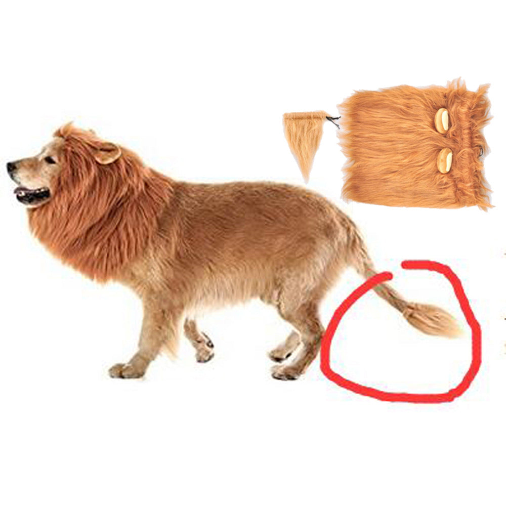 Pet Transformation Funny Dog With Ears Lion Wig Hat Pet Lion Headgear