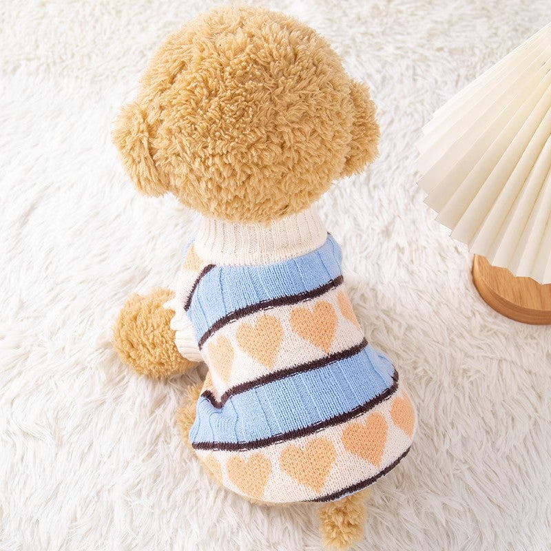Pet Sweater Woolen Peach Heart Dog Sweater Autumn And Winter Clothes Puppy Puppy Cat Pet Cat Clothes Autumn And Winter Style