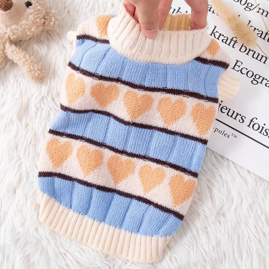 Pet Sweater Woolen Peach Heart Dog Sweater Autumn And Winter Clothes Puppy Puppy Cat Pet Cat Clothes Autumn And Winter Style