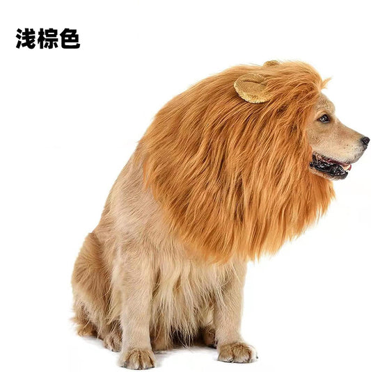 Pet Transformation Funny Dog With Ears Lion Wig Hat Pet Lion Headgear