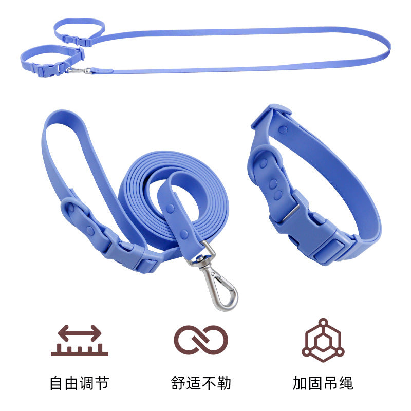 Pvc Multi-type Suit Pet Collar Waterproof Wear-resistant Medium And Large Dog Suit PVC Collar Traction Rope