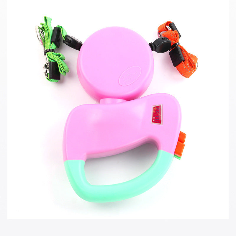 Pet Double-head Telescopic Traction Rope Dog Walking Rope Double-head One-and-Two Traction Belt Tractor Dog Telescopic Traction Rope