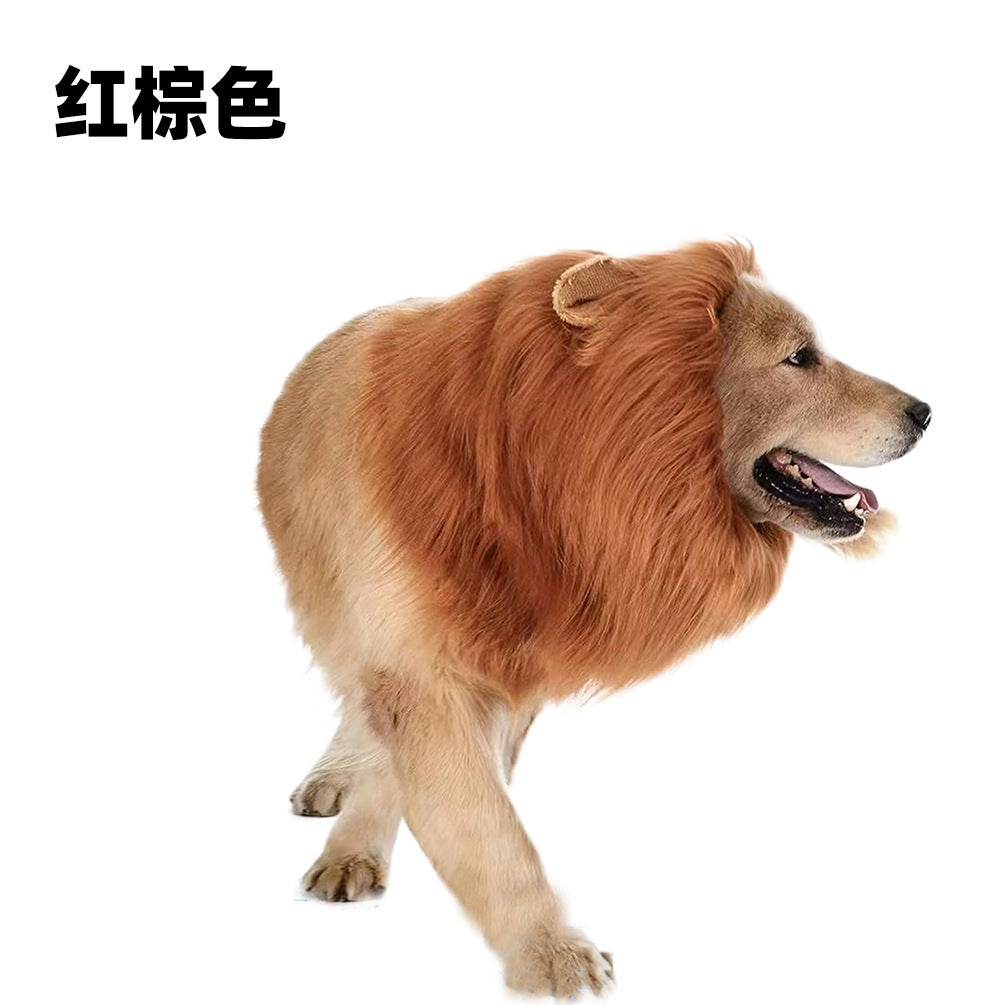 Pet Transformation Funny Dog With Ears Lion Wig Hat Pet Lion Headgear