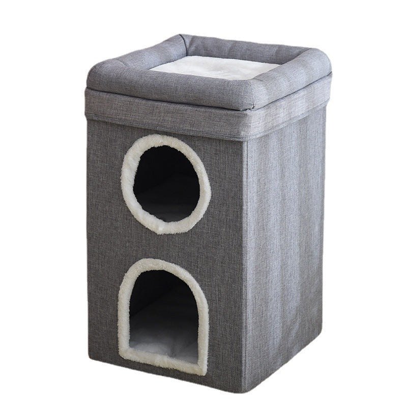 Winter Warm Removable And Washable All-enclosed Easy-to-clean All-in-one Large Foldable Four-season Universal Pet Cat Nest