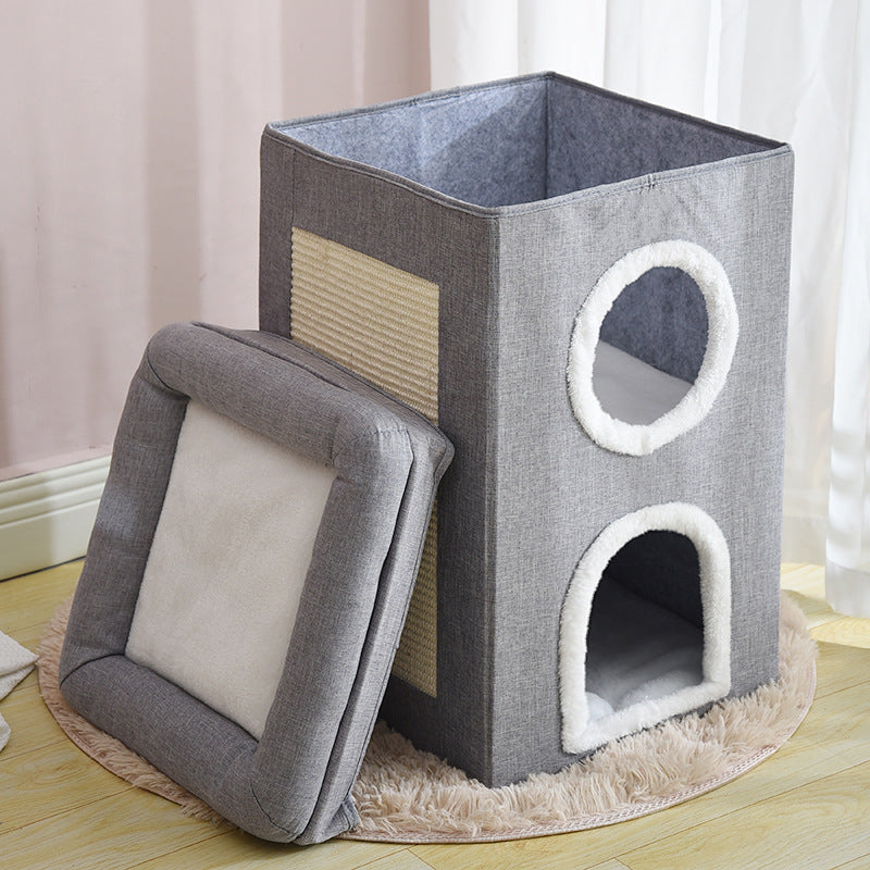Winter Warm Removable And Washable All-enclosed Easy-to-clean All-in-one Large Foldable Four-season Universal Pet Cat Nest