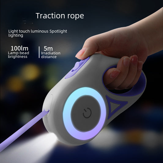 New Led Lighted Automatic Retractable Dog Leash Pet Pulling Rope Glowing Dog Supplies Rope Durable Nylon Material