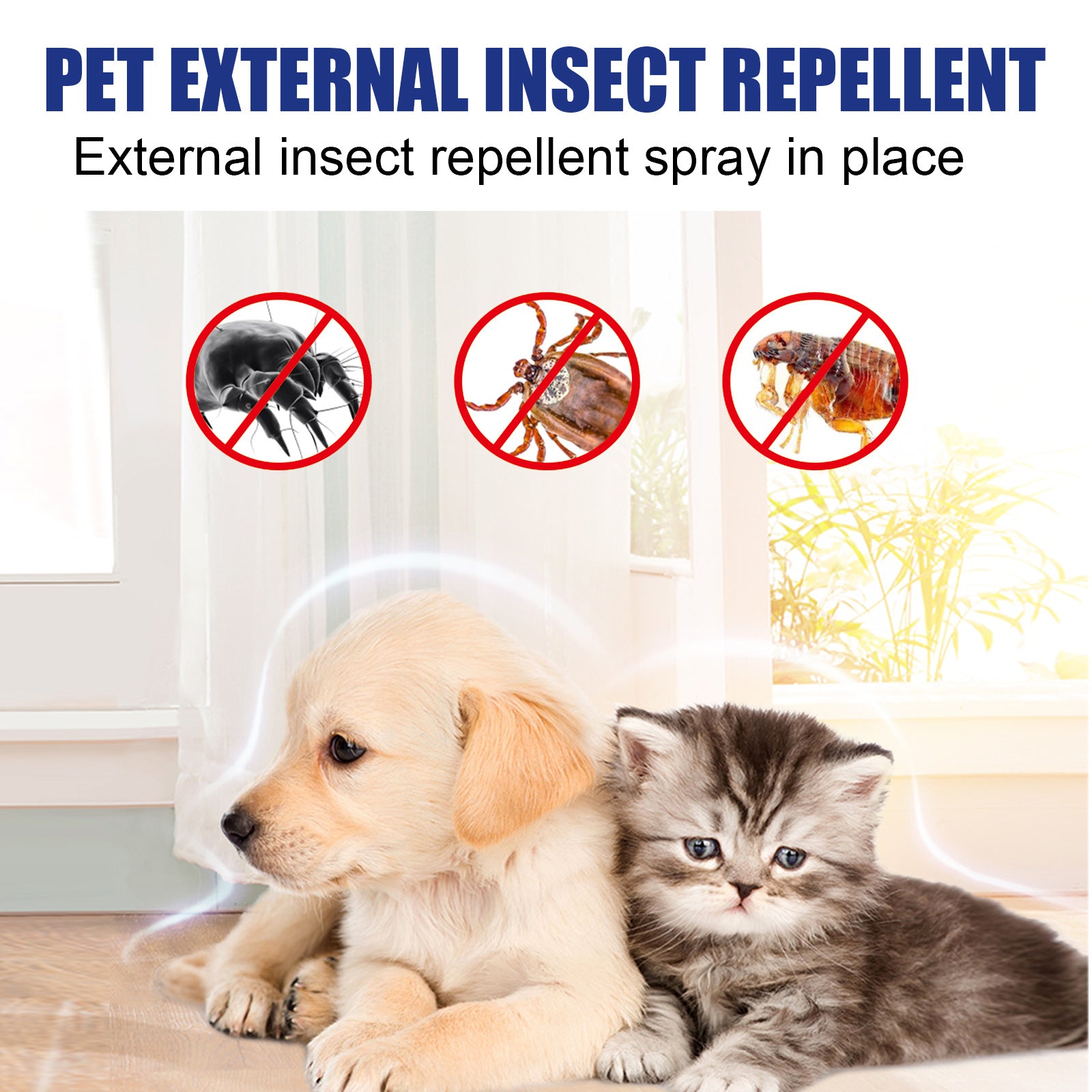 Pet Flea Spray Cat And Dog Pet Skin Cleaning External Lice Repellent And Tick Spray