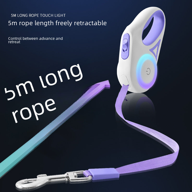 New Led Lighted Automatic Retractable Dog Leash Pet Pulling Rope Glowing Dog Supplies Rope Durable Nylon Material