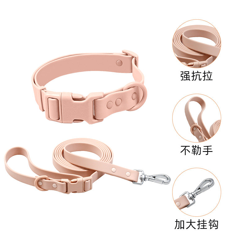 Pvc Multi-type Suit Pet Collar Waterproof Wear-resistant Medium And Large Dog Suit PVC Collar Traction Rope