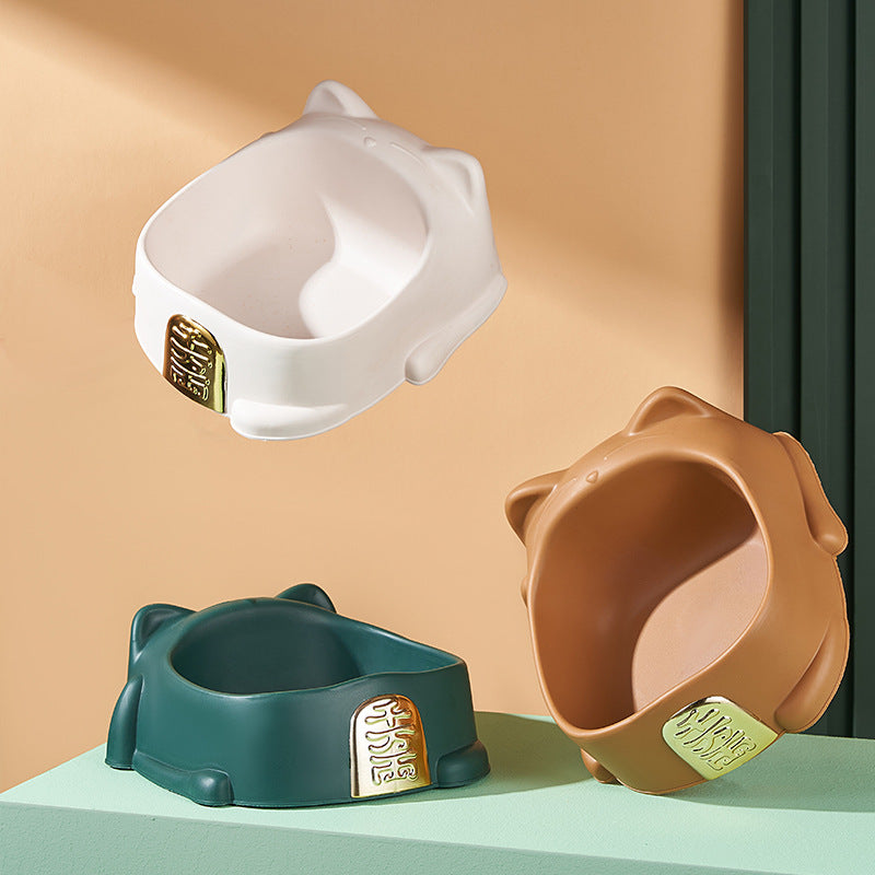 New Cartoon Lucky Cat Bowl Cat Bowl Single Bowl PP Pet Bowl Wholesale Cat Drinking Water Dog Bowl Food Basin