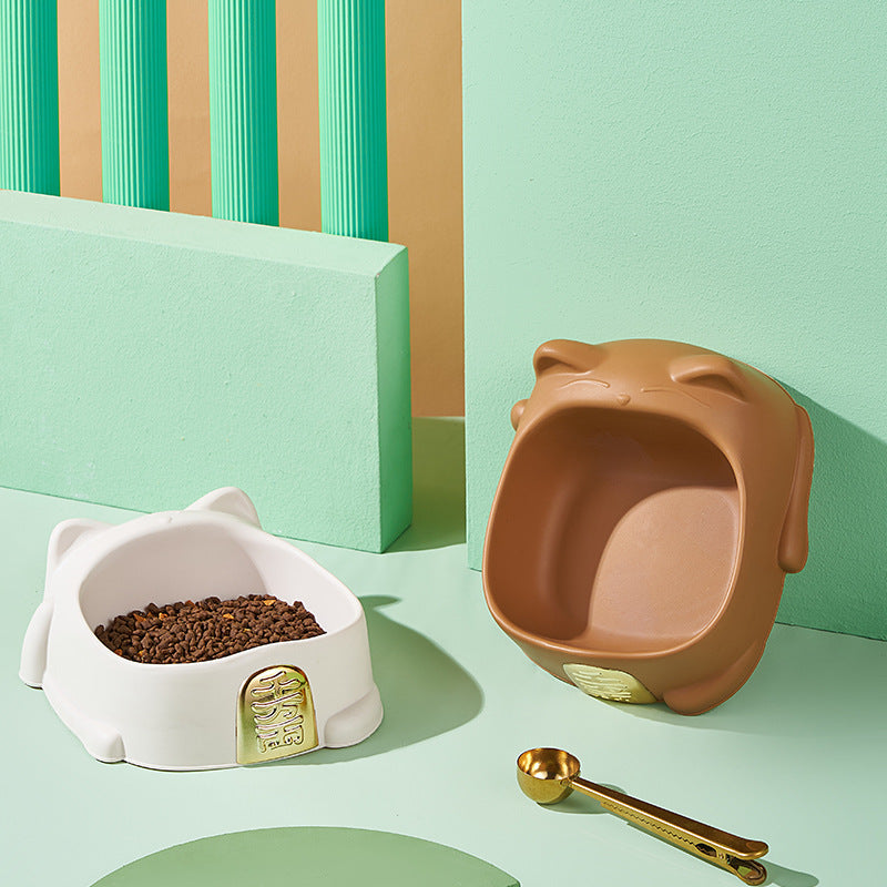 New Cartoon Lucky Cat Bowl Cat Bowl Single Bowl PP Pet Bowl Wholesale Cat Drinking Water Dog Bowl Food Basin