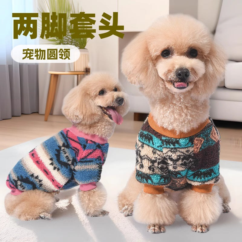New Pet Warm Fleece Clothes Dog Fleece Clothes Pet Round Neck Pullover Austrian Fleece Teddy Dog Clothes