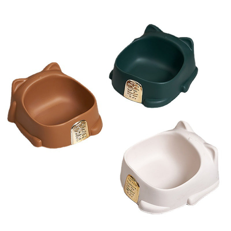 New Cartoon Lucky Cat Bowl Cat Bowl Single Bowl PP Pet Bowl Wholesale Cat Drinking Water Dog Bowl Food Basin