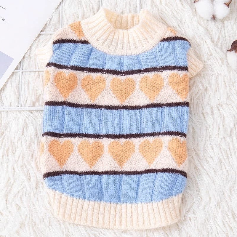 Pet Sweater Woolen Peach Heart Dog Sweater Autumn And Winter Clothes Puppy Puppy Cat Pet Cat Clothes Autumn And Winter Style