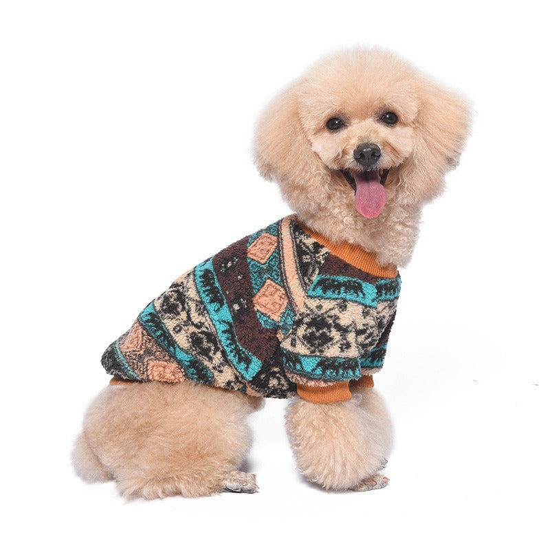New Pet Warm Fleece Clothes Dog Fleece Clothes Pet Round Neck Pullover Austrian Fleece Teddy Dog Clothes
