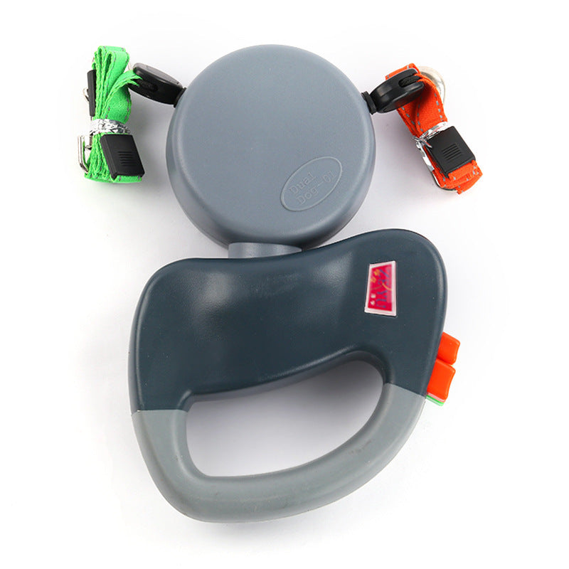 Pet Double-head Telescopic Traction Rope Dog Walking Rope Double-head One-and-Two Traction Belt Tractor Dog Telescopic Traction Rope