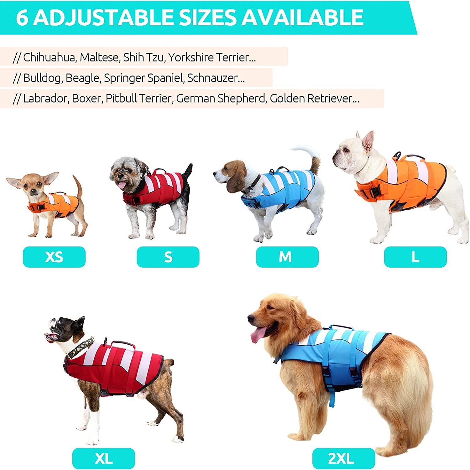 Pet Supplies Summer Dog Life Jacket Lightweight Adjustable Velcro Medium And Large Dog Swimwear