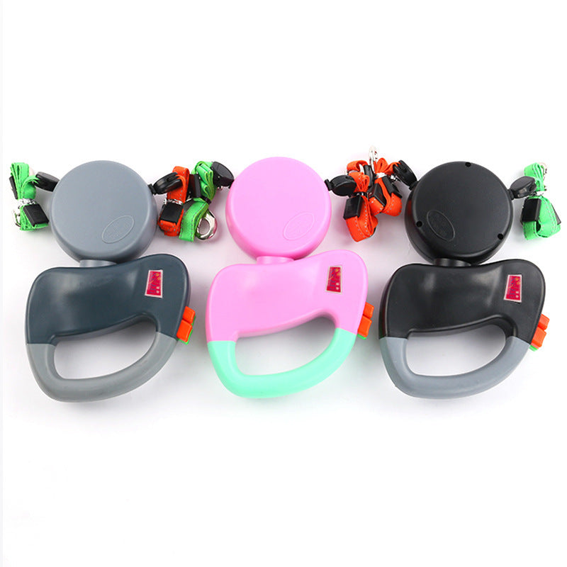 Pet Double-head Telescopic Traction Rope Dog Walking Rope Double-head One-and-Two Traction Belt Tractor Dog Telescopic Traction Rope