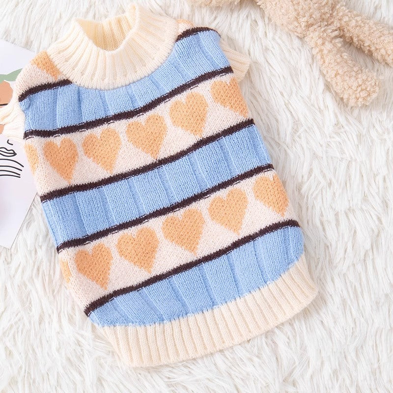 Pet Sweater Woolen Peach Heart Dog Sweater Autumn And Winter Clothes Puppy Puppy Cat Pet Cat Clothes Autumn And Winter Style
