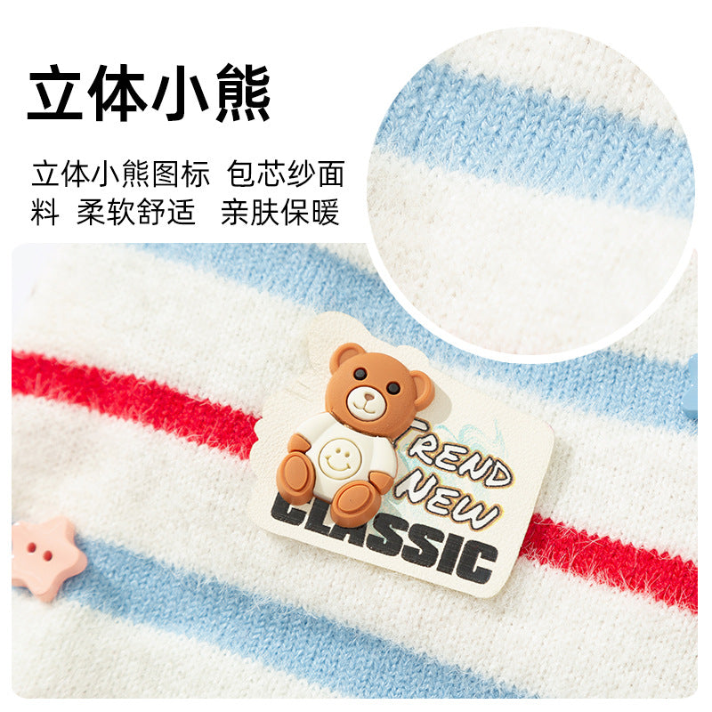 Hippie Dog Autumn And Winter Dog Clothes Striped Imitation Mink Velvet Warm Sweater Cat Clothes Small And Medium-sized Dog Pet Clothes