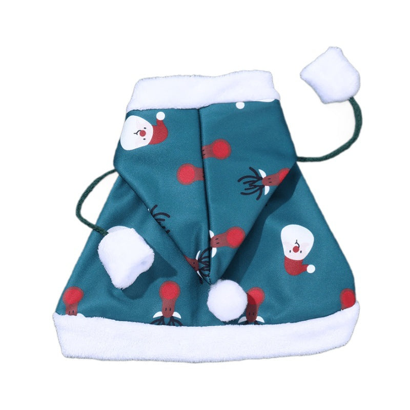 Christmas Series New Pet Cloak Winter Clothes Cute Pet Elk Pattern Christmas Cloak